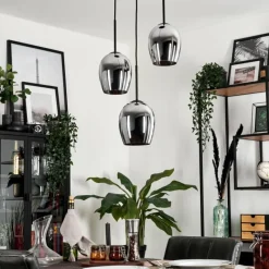hofstein Suspension - Verre Vevino Chrome, Fumé, 3 lumières