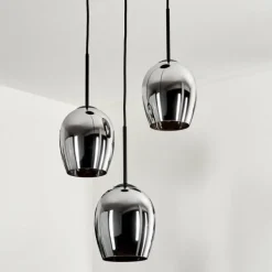 hofstein Suspension - Verre Vevino Chrome, Fumé, 3 lumières