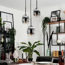 hofstein Suspension - Verre Vevino Chrome, Clair, Fumé, 3 lumières