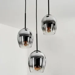 hofstein Suspension - Verre Vevino Chrome, Clair, Fumé, 3 lumières