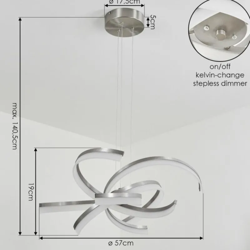 hofstein Suspension Vignats LED Nickel mat, 4 lumières* Éclairage Led