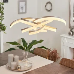 hofstein Suspension Vignats LED Nickel mat, 4 lumières* Éclairage Led