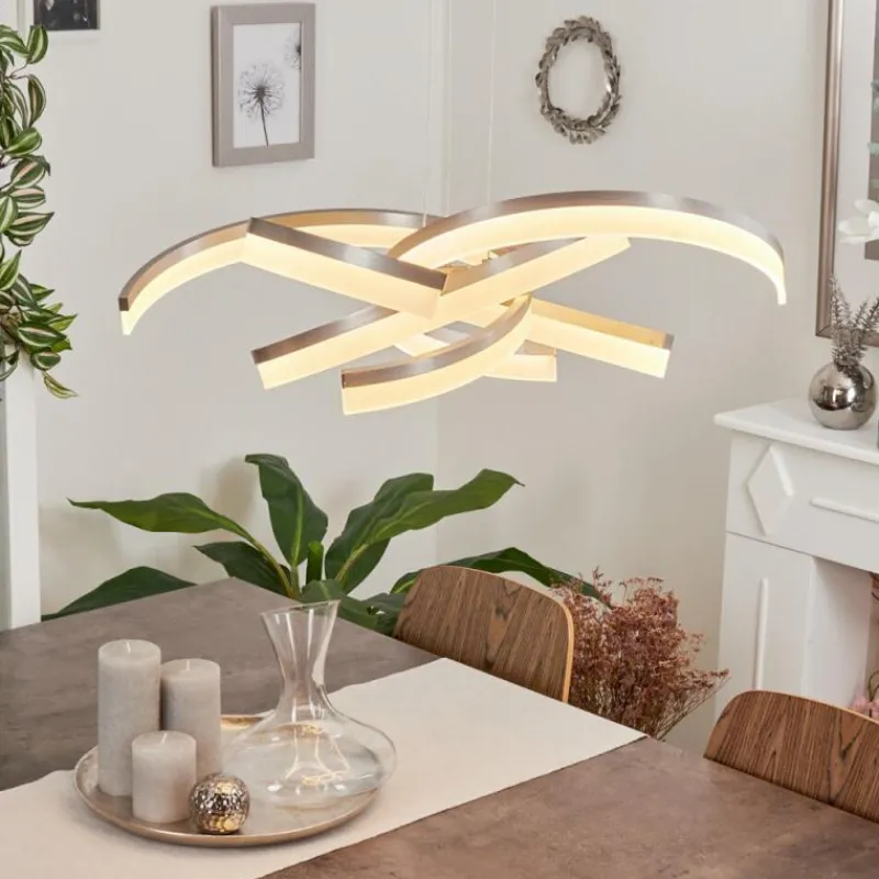 hofstein Suspension Vignats LED Nickel mat, 4 lumières* Éclairage Led