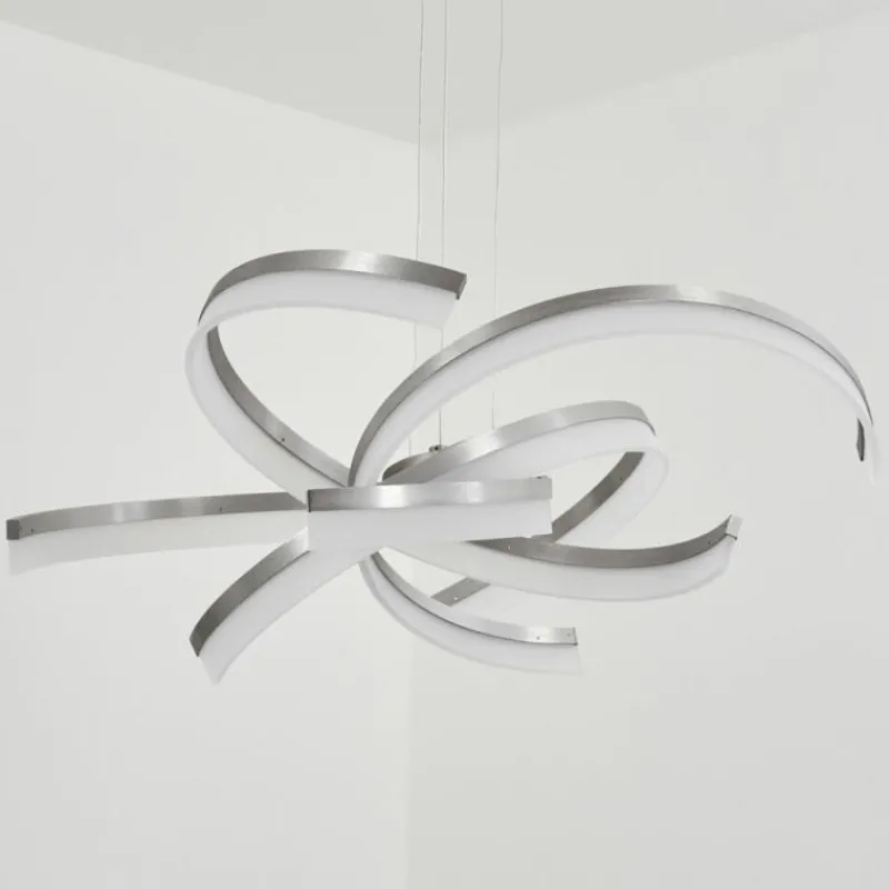 hofstein Suspension Vignats LED Nickel mat, 4 lumières* Éclairage Led