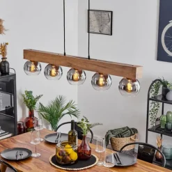 Suspension Verre Fumé-hofstein Suspension Vouhet Brun, Couleur bois, Noir, 5 lumières