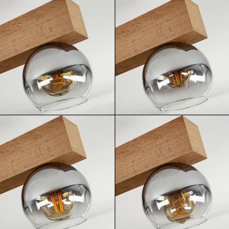 Suspension Verre Fumé-hofstein Suspension Vouhet Brun, Couleur bois, Noir, 5 lumières