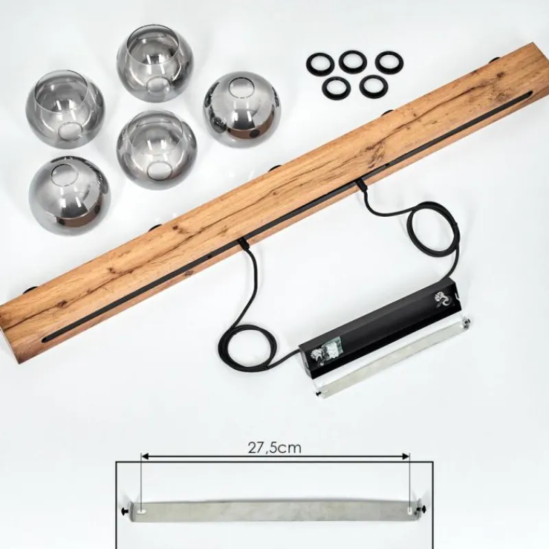 Suspension Verre Fumé-hofstein Suspension Vouhet Brun, Couleur bois, Noir, 5 lumières