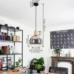 Suspension Verre Fumé-hofstein Suspension Vouhet Brun, Couleur bois, Noir, 1 lumière