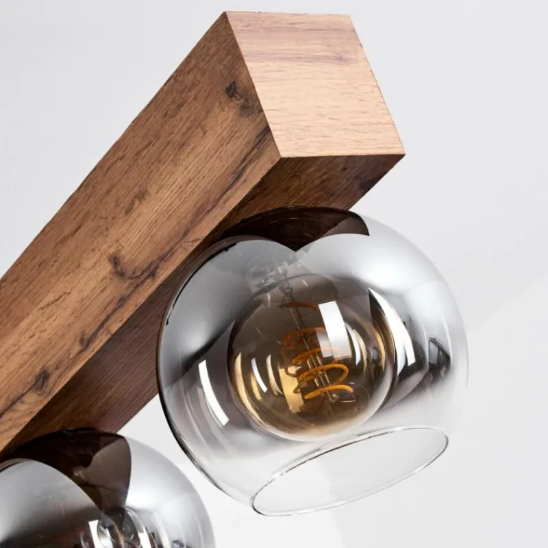 Suspension Verre Fumé-hofstein Suspension Vouhet Brun, Couleur bois, Noir, 6 lumières