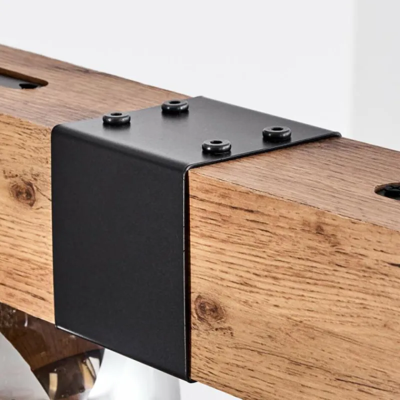 Suspension Verre Fumé-hofstein Suspension Vouhet Brun, Couleur bois, Noir, 6 lumières