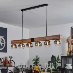 Suspension Verre Fumé-hofstein Suspension Vouhet Brun, Couleur bois, Noir, 6 lumières