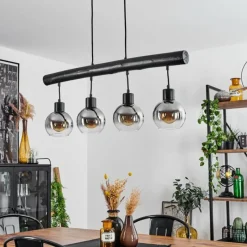 Suspension Verre Fumé-hofstein Suspension Vouhet Noir, 4 lumières