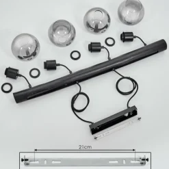 Suspension Verre Fumé-hofstein Suspension Vouhet Noir, 4 lumières