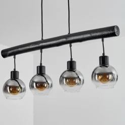 Suspension Verre Fumé-hofstein Suspension Vouhet Noir, 4 lumières