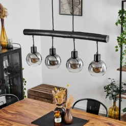 Suspension Verre Fumé-hofstein Suspension Vouhet Noir, 4 lumières