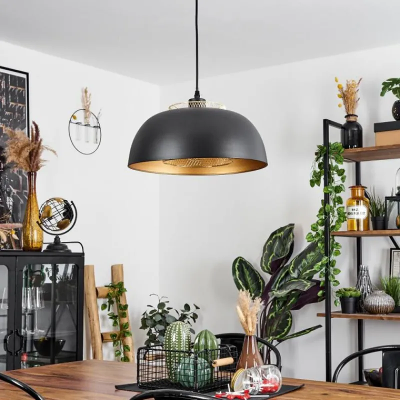 Lampes Dorées-hofstein Suspension Wambez Noir, 1 lumière