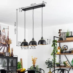 Lampes Dorées-hofstein Suspension Wambez Noir, 3 lumières