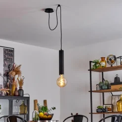 Lampes Vintages & Rétros-hofstein Suspension Wheelwright Nickel mat, Noir, 1 lumière