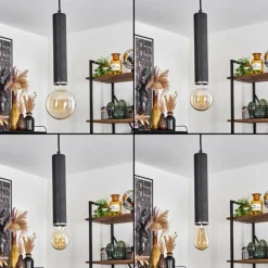 Lampes Vintages & Rétros-hofstein Suspension Wheelwright Nickel mat, Noir, 1 lumière