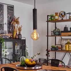 Lampes Vintages & Rétros-hofstein Suspension Wheelwright Nickel mat, Noir, 1 lumière