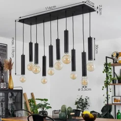 Lampes En Bois-hofstein Suspension Wheelwright Nickel mat, Noir, 10 lumières