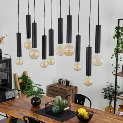 Lampes En Bois-hofstein Suspension Wheelwright Nickel mat, Noir, 10 lumières