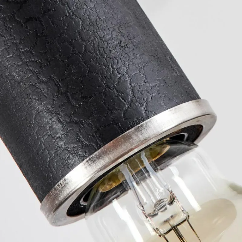 Lampes Industrielles-hofstein Suspension Wheelwright Nickel mat, Noir, 3 lumières