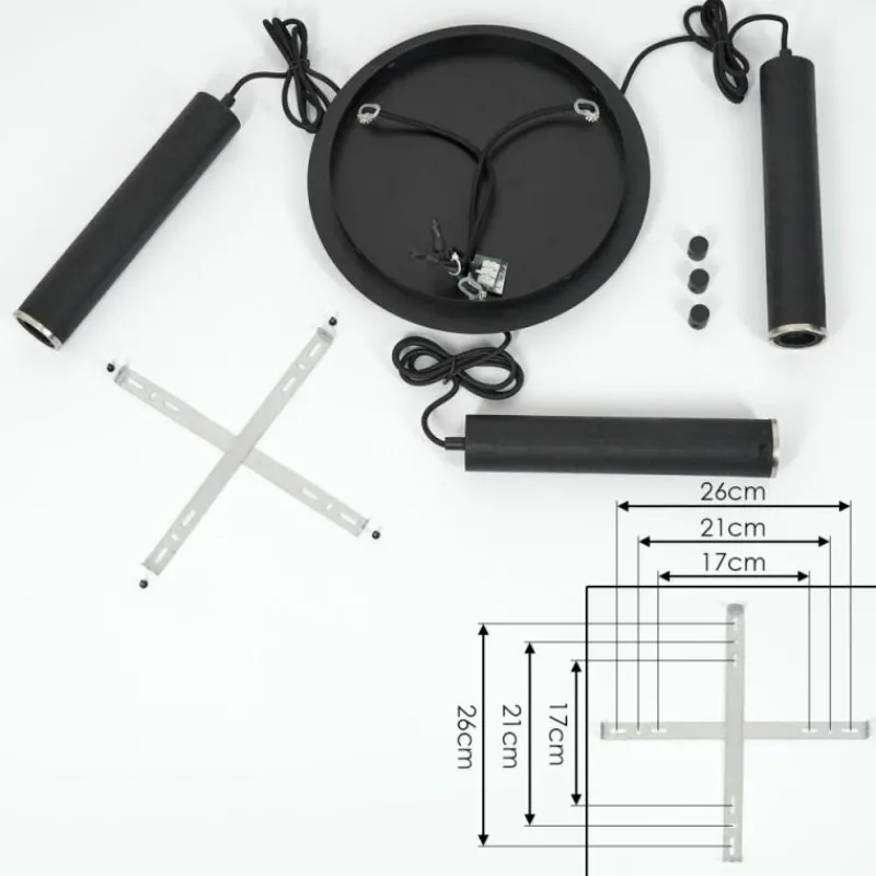 Lampes Industrielles-hofstein Suspension Wheelwright Nickel mat, Noir, 3 lumières