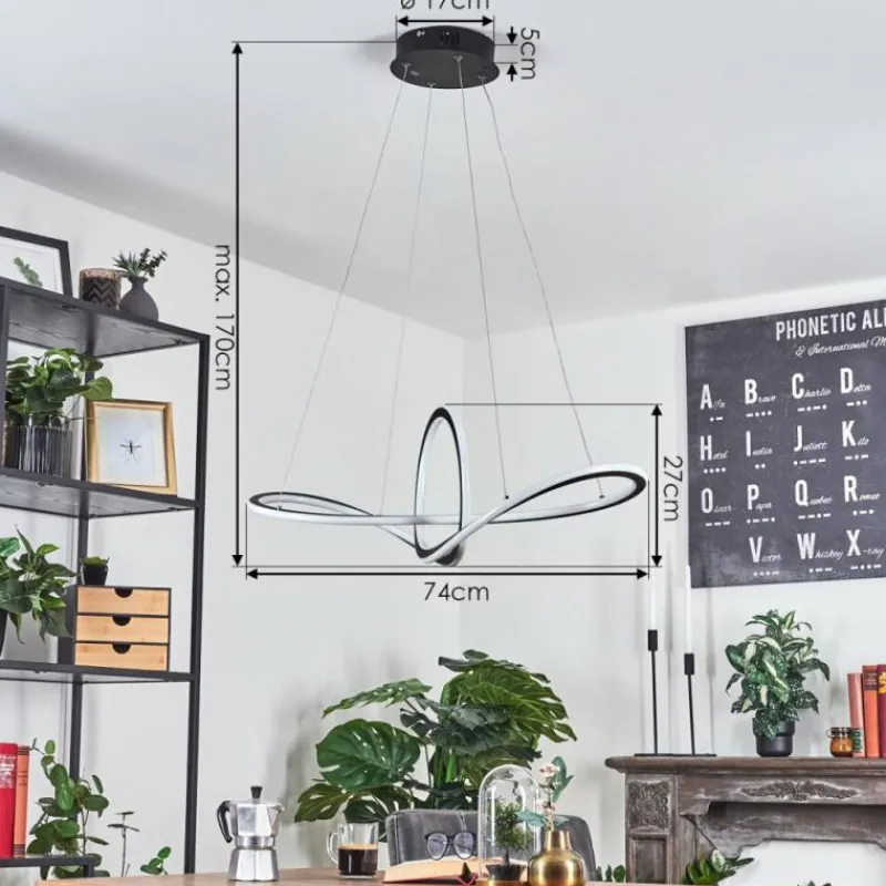 hofstein Suspension Zibreira LED Noir, 1 lumière, Télécommandes