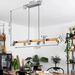 Lampes Industrielles-hofstein Suspension Zuoz Écru, Nickel mat, 6 lumières