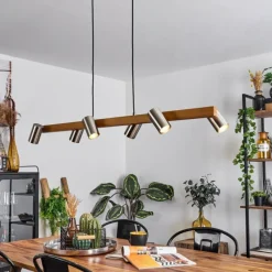 Lampes Industrielles-hofstein Suspension Zuoz Écru, Nickel mat, 6 lumières