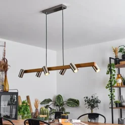 Lampes Industrielles-hofstein Suspension Zuoz Écru, Nickel mat, 6 lumières