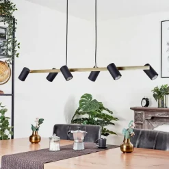 Luminaires Scandinaves-hofstein Suspension Zuoz Laiton, Noir, 6 lumières