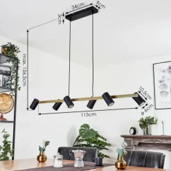 Luminaires Scandinaves-hofstein Suspension Zuoz Laiton, Noir, 6 lumières