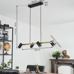 Luminaires Scandinaves-hofstein Suspension Zuoz Laiton, Noir, 4 lumières
