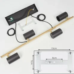 Luminaires Scandinaves-hofstein Suspension Zuoz Laiton, Noir, 4 lumières