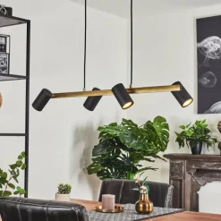 Luminaires Scandinaves-hofstein Suspension Zuoz Laiton, Noir, 4 lumières