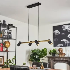 Luminaires Scandinaves-hofstein Suspension Zuoz Laiton, Noir, 4 lumières