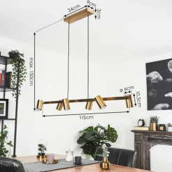 Lampes Industrielles-hofstein Suspension Zuoz Vieux laiton, 6 lumières