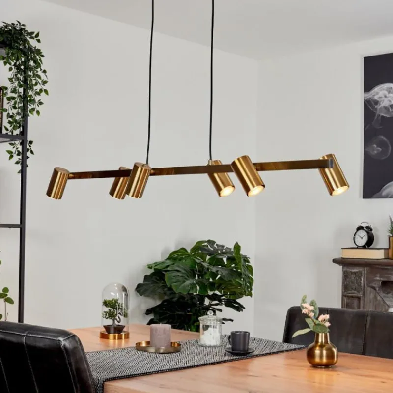 Lampes Industrielles-hofstein Suspension Zuoz Vieux laiton, 6 lumières