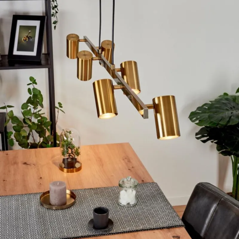 Lampes Industrielles-hofstein Suspension Zuoz Vieux laiton, 6 lumières