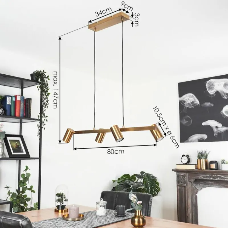 Lampes Industrielles-hofstein Suspension Zuoz Vieux laiton, 4 lumières