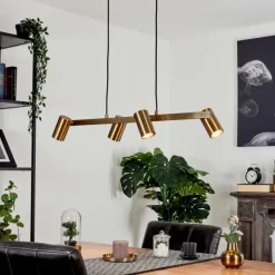 Lampes Industrielles-hofstein Suspension Zuoz Vieux laiton, 4 lumières