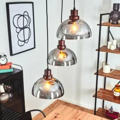 hofstein Suspension Aannestad Bois foncé, Noir, 3 lumières