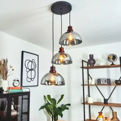 hofstein Suspension Aannestad Bois foncé, Noir, 3 lumières