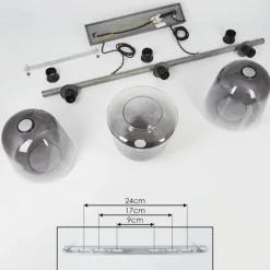 Suspension Verre Fumé-hofstein Suspension Aarburg Argent Oxydé, 3 lumières