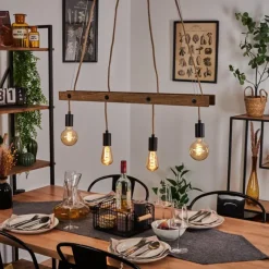 Lampes Industrielles-hofstein Suspension Aarhus Bois foncé, Noir, 4 lumières