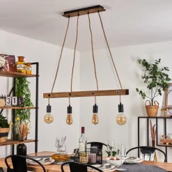 Lampes Industrielles-hofstein Suspension Aarhus Bois foncé, Noir, 4 lumières