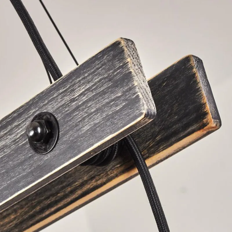 Lampes Industrielles-hofstein Suspension Aarhus Bois foncé, Noir, 4 lumières