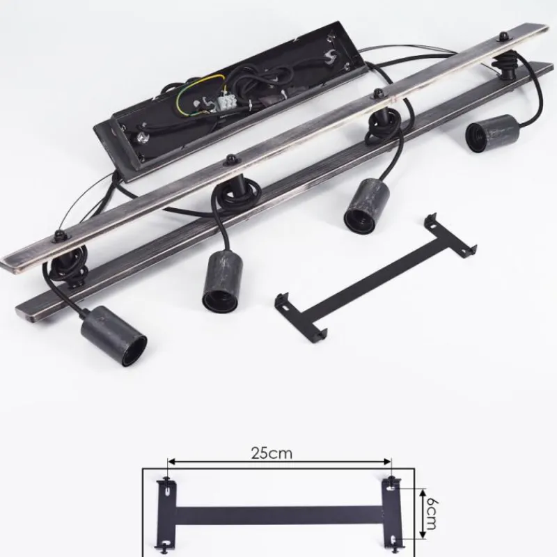 Lampes Industrielles-hofstein Suspension Aarhus Bois foncé, Noir, 4 lumières